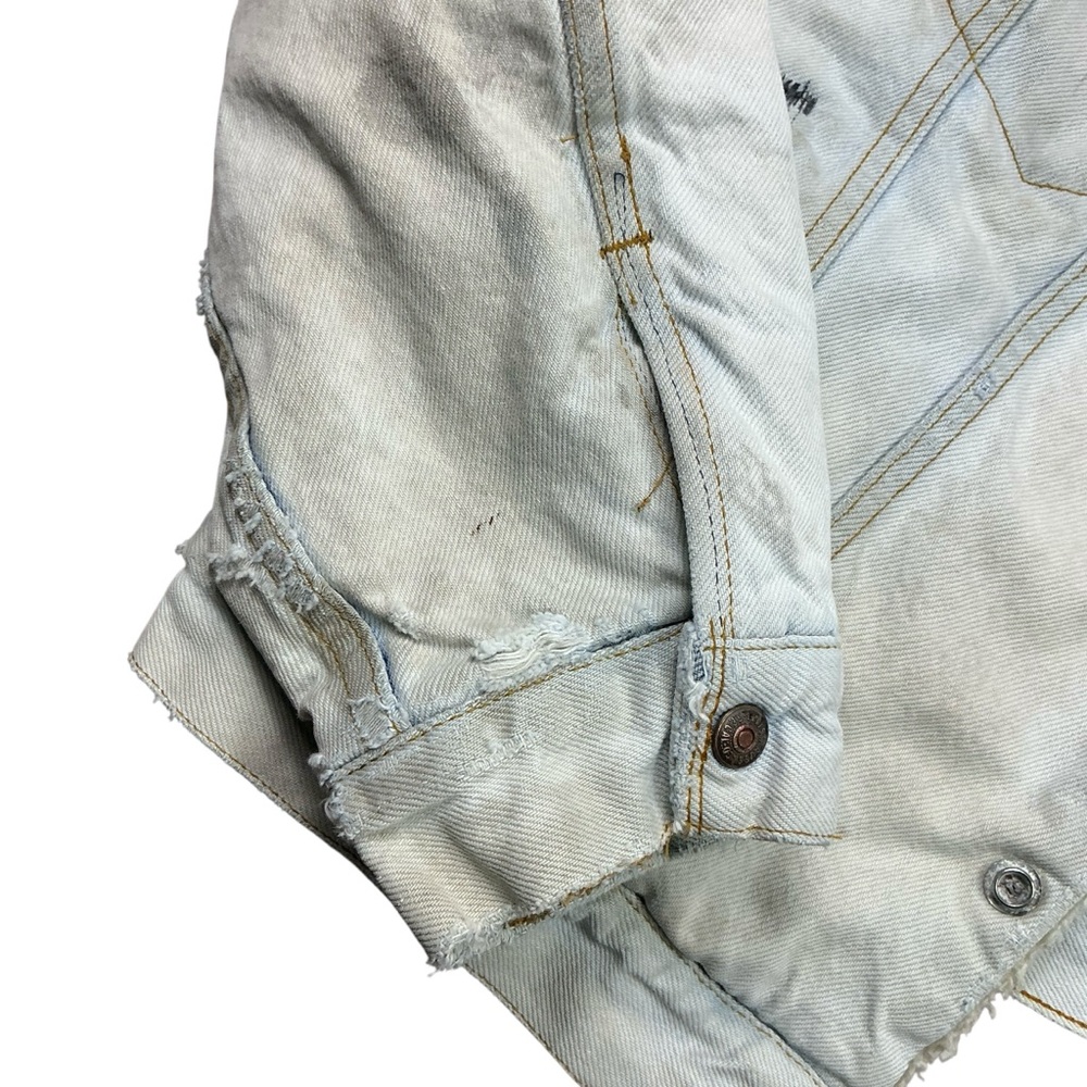 Vintage Levi’s 90s light wash Sherpa lined jacket size S/M USA made - Picture 7 of 8